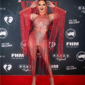 Red Beaded Women's Jumpsuit